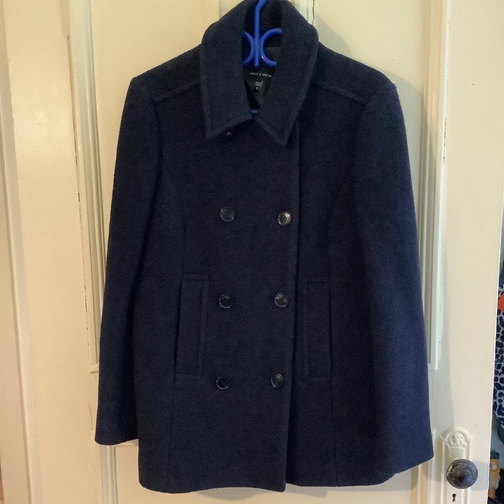 Judith and Charles Navy Wool Pea Coat 8